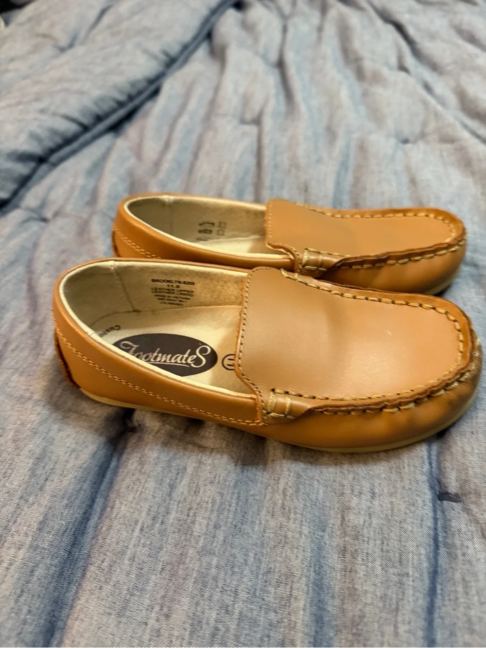 Footmates Boy’s Tan Leather Slip-On Loafers